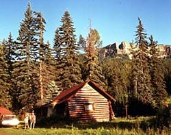 Cabin in front of Bootjack Mountain